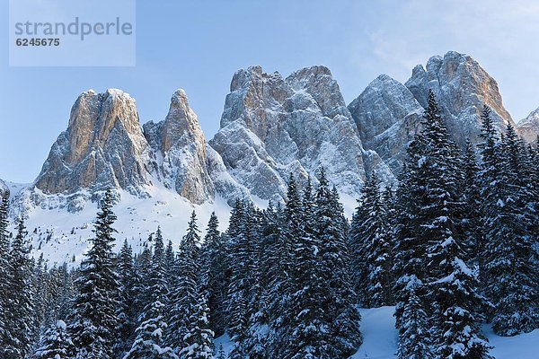 Europa  Dolomiten  Trentino Südtirol  Italien  val di funes  Winterlandschaft