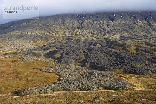 hoch  oben  bedecken  Eis  Vulkan  Lava  fließen  Berg  Snaefellsnes  Island
