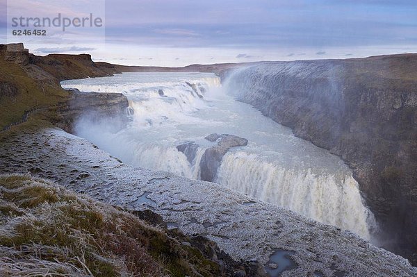 folgen Kreis Wasserfall Gullfoss Haukadalur Island Tourismus