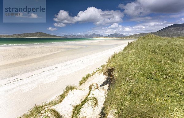 niedrig  Europa  sehen  Strand  Großbritannien  Hügel  Gezeiten  weiß  Sand  Schottland