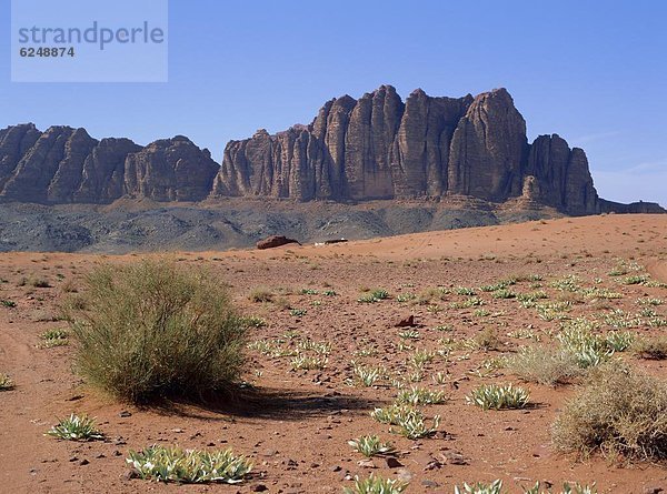 Looking west to Jebel Qattar  southern Wadi Rum  Jordan