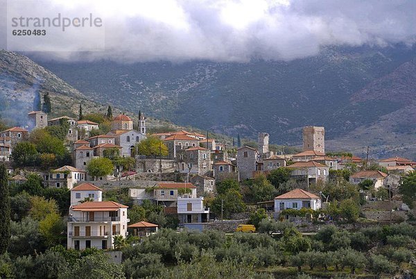Europa  Berg  klein  Dorf  Griechenland  Mani  Peloponnes