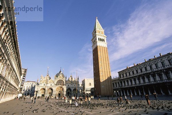 Europa  Kirchturm  UNESCO-Welterbe  Venetien  Markusplatz  Basilika  Christ  Italien  Venedig