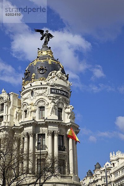 Madrid  Hauptstadt  Europa  Sonnenstrahl  Gebäude  Gran Via  Metropole  Spanien