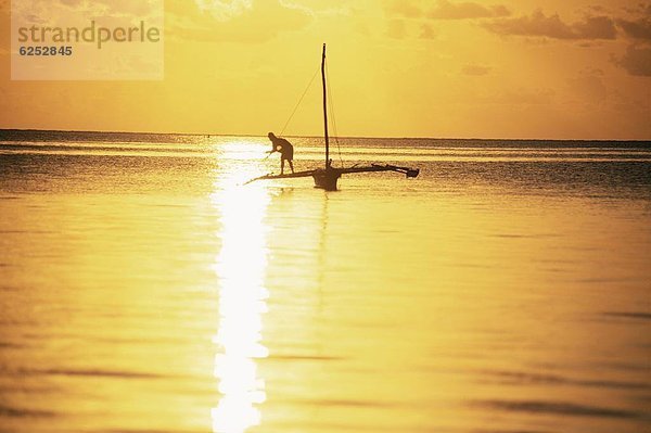 Ostafrika  Silhouette  Sonnenaufgang  Kanu  Afrika  Fischer  Tansania  Sansibar