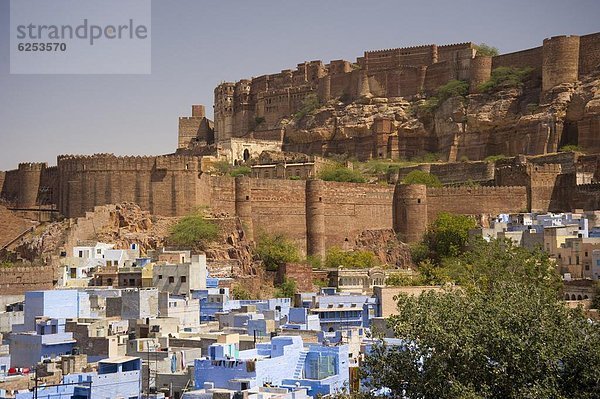 Großstadt  Berggipfel  Gipfel  Spitze  Spitzen  Ignoranz  blau  Festung  Asien  Indien  Jodhpur  Rajasthan