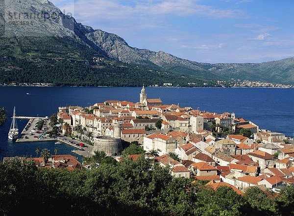 Europa  Stadt  Ansicht  Luftbild  Fernsehantenne  Kroatien  Dalmatien  Korcula  alt
