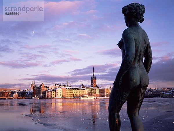 Stockholm  Hauptstadt  Europa  Winter  Ansicht  Abenddämmerung  Riddarholmen  Skandinavien  Schweden