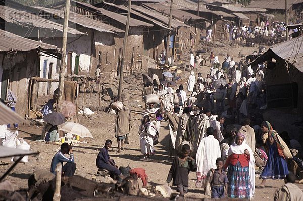 nahe Straße Dorf Flughafen Afrika Äthiopien Markt