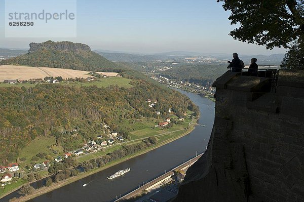 Europa  Festung  Fluss  Ansicht  Deutschland  Sachsen
