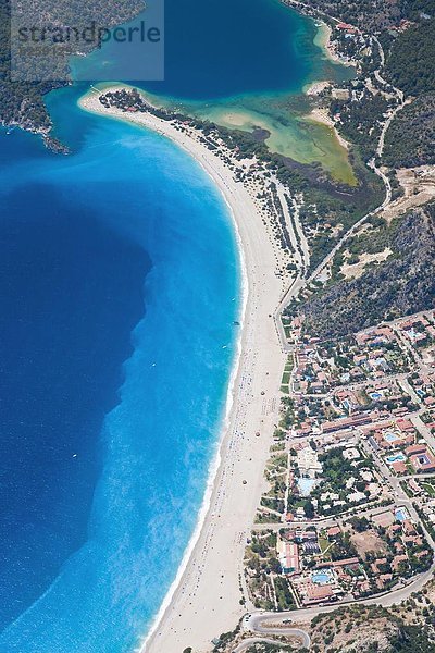 Strand blau Ansicht Luftbild Fernsehantenne Eurasien Lagune Türkei