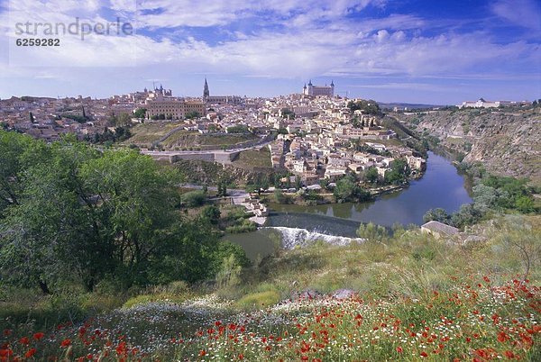 Europa Großstadt Fluss Ansicht Spanien Toledo