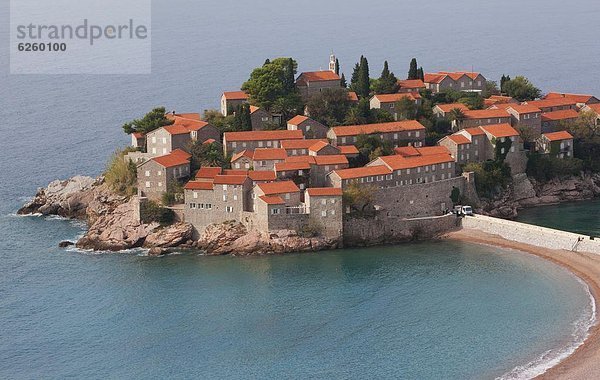 Europa Strand Gebäude Küste Hotel Insel Adriatisches Meer Adria Montenegro