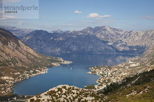 hoch  oben  Europa  Ansicht  UNESCO-Welterbe  Bucht  Fjord  Kotor  Montenegro