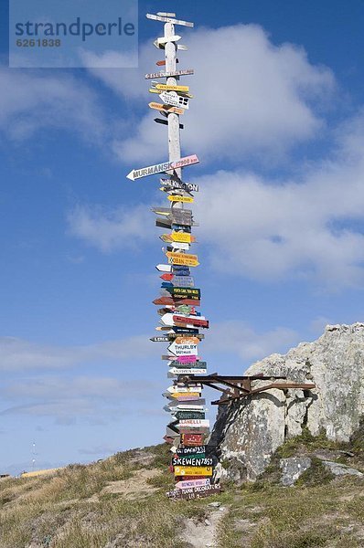 Stange  Produktion  Zeichen  Totempfahl  entfernt  Falklandinseln  Südamerika