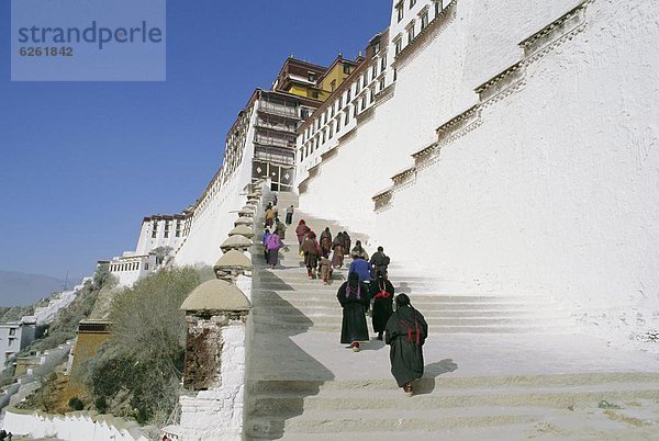 Stufe  hoch  oben  Palast  Schloß  Schlösser  China  Potala Palast  Asien  Lhasa  Tibet