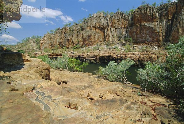 schneiden  hoch  oben  Fluss  Schlucht  Hochebene  Australien  Ende  Northern Territory  Sandstein