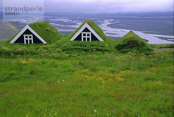 Dach Gebäude neuseeländische Südinsel Island Skaftafell Nationalpark Torf