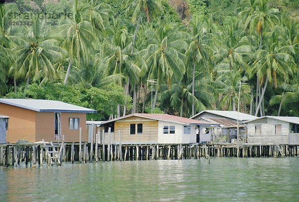 Gebäude Dorf angeln Malaysia Sabah