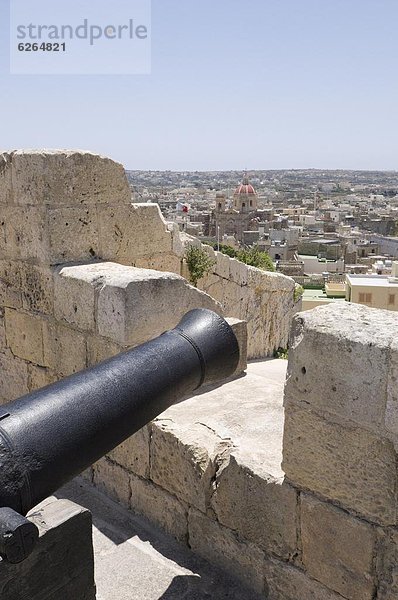 Kanonen Sie auf den Wällen  die Zitadelle  Victoria (Rabat)  Gozo  Malta  Europa