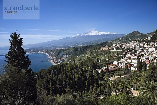 Europa  über  Ansicht  Berg  Italien  Sizilien  Taormina