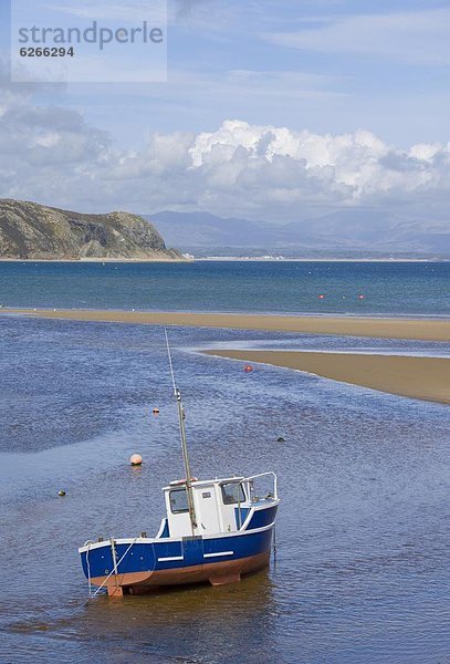 Europa  Großbritannien  warten  Boot  Gezeiten  angeln  Einsamkeit  Gwynedd  North Wales  Wales  Warren