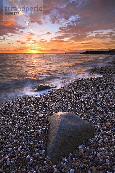 Europa  Strand  Sonnenuntergang  Großbritannien  über  Küste  UNESCO-Welterbe  Dorset  England