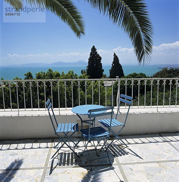 Nordafrika  Tunis  Hauptstadt  über  Hotel  Ansicht  Terrasse  Afrika  Bucht  Sidi Bou Said  Tunesien