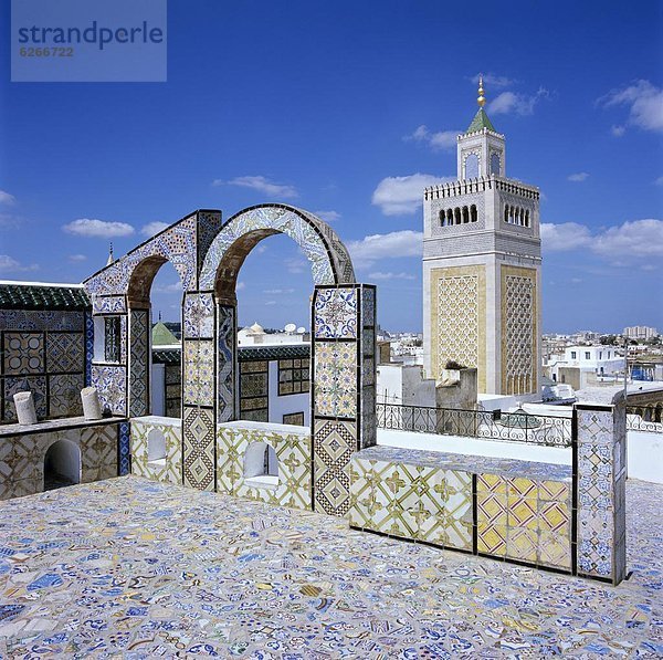 Fliesenboden  Nordafrika  Tunis  Hauptstadt  Dach  über  Großstadt  hoch  oben  Ansicht  groß  großes  großer  große  großen  Afrika  Moschee  Tunesien