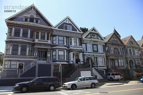 Victorian houses architecture  Haight Ashbury District  The Haight  San Francisco  California  United States of America  North America