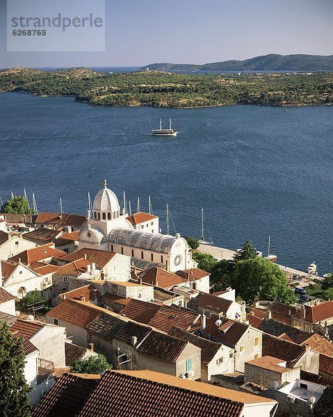 Europa  Stadt  Kathedrale  Ansicht  Erhöhte Ansicht  Aufsicht  heben  Kroatien  Dalmatien  alt  Sibenik