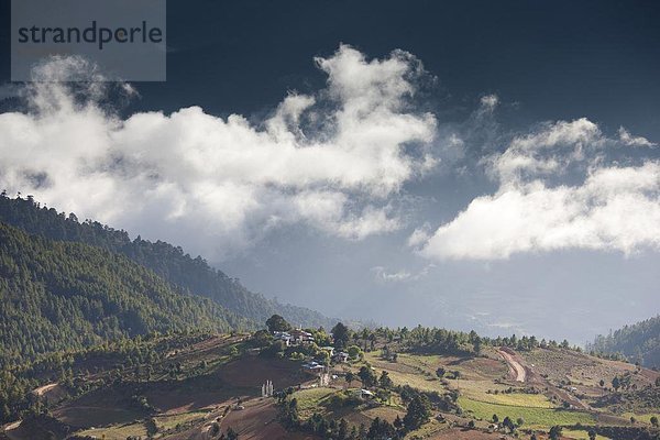 Berg  Wolke  dramatisch  Dorf  Himalaya  Asien  Hintergrundbild  Bhutan