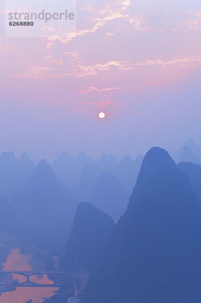 aufwärts  Fluss  Asien  Sonne  Yangshuo