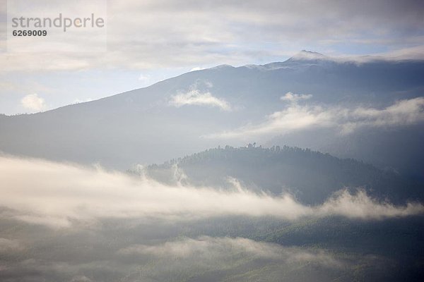 Außenaufnahme  Berg  Morgen  über  Dunst  hängen  früh  Himalaya  Asien  Bhutan