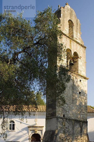 Glockenturm  Europa  Stein  Baum  Olive  Griechenland  Griechische Inseln  Hain  Ionische Inseln