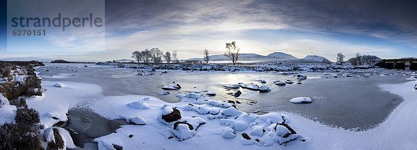 Panorama  Europa  Winter  Großbritannien  über  Morgendämmerung  Highlands  Ansicht  See  gefroren  Schottland