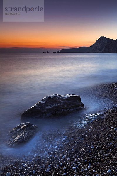 Europa  Strand  Großbritannien  UNESCO-Welterbe  Worbarrow Bay  Bucht  Dorset  England  Dämmerung