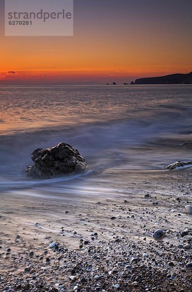 Europa  Strand  Sonnenuntergang  Großbritannien  UNESCO-Welterbe  Worbarrow Bay  Dorset  England
