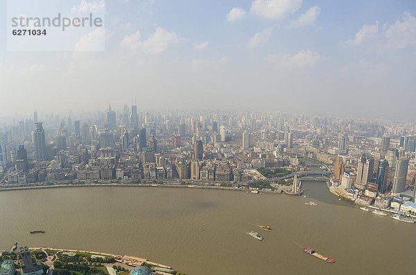 Ostasien  Fluss  Ansicht  China  Luftbild  Fernsehantenne  Asien  Ortsteil  Perle  Shanghai