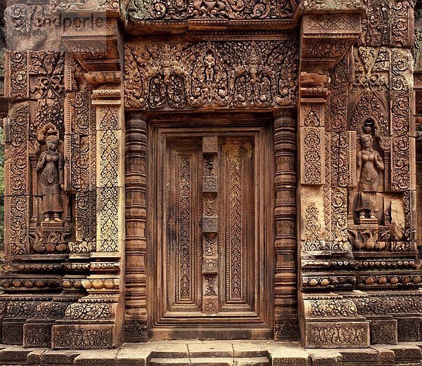 Banteay Srei  aus der zweiten Hälfte des 10. Jahrhunderts  Angkor  UNESCO Weltkulturerbe  Kambodscha  Indochina  Südostasien  Asien
