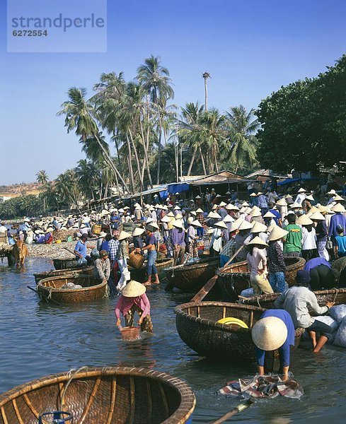 Mensch  Menschen  fangen  Morgen  Boot  Dorf  sammeln  angeln  Südostasien  schnell reagieren  Asien  Mui Ne