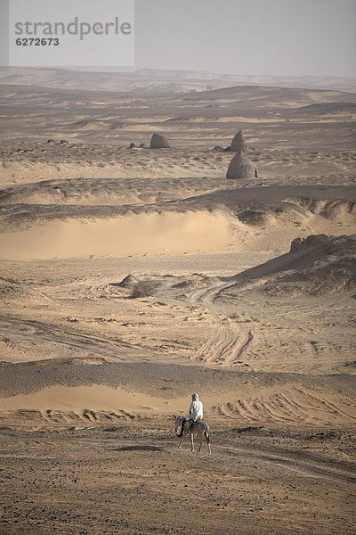 Mann  Großstadt  Wüste  Maultier  Afrika  antik  alt  Sudan