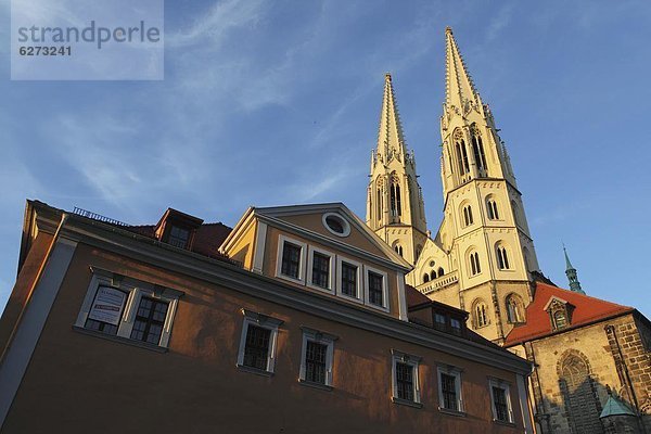 Mittelalter  Europa  Sonnenstrahl  Abend  Kirchturm  Beleuchtung  Licht  Gotik  Deutschland  Sachsen
