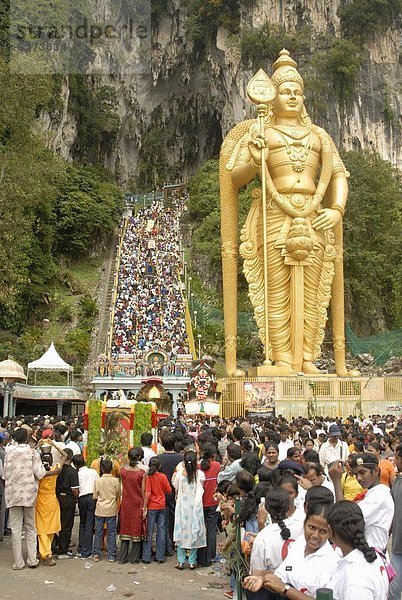 Stufe  hoch  oben  gehen  Statue  Höhle  Gott  Festival  Hinduismus  Südostasien  Pilgerer  Asien  Malaysia