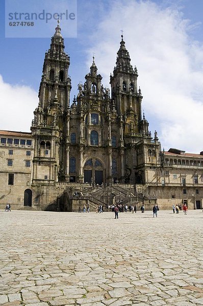 Santiago Kathedrale auf der Plaza Obradoiro  UNESCO-Weltkulturerbe  Santiago De Compostela  Galicien  Spanien  Europa