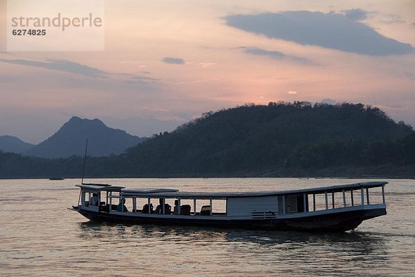 Sonnenuntergang  Boot  Fluss  Südostasien  Vietnam  Asien  Laos  Luang Prabang