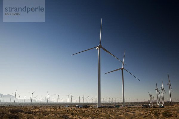 Windturbine Windrad Windräder Außenaufnahme Amerika Nordamerika groß großes großer große großen Verbindung Mojave-Wüste Kalifornien