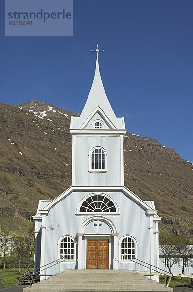 Kirche  Dorf  Fähre  blau  Island