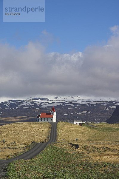 weiß  Kirche  rot  Island  Dach