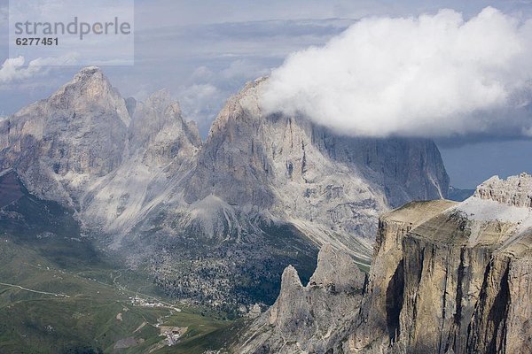 Sellamassiv  Sella  Europa  Berg  Wolke  über  Dolomiten  Italien